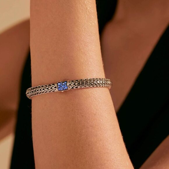 John Hardy Women's Classic Chain  6.5mm Icon Bracelet Sapphire Blue Gemstones - Picture 3 of 15